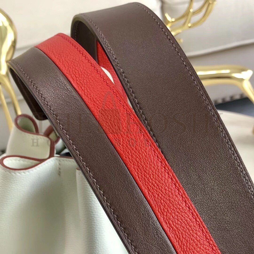 H**me5 Licol 17cm Bag In White Evercolor Calfskin Master Quality