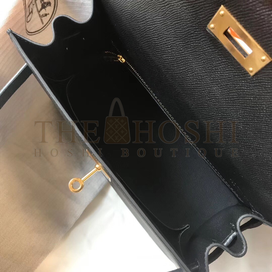 H**me5 Kelly 28cm Sellier Bag In Black Epsom Leather Master Quality