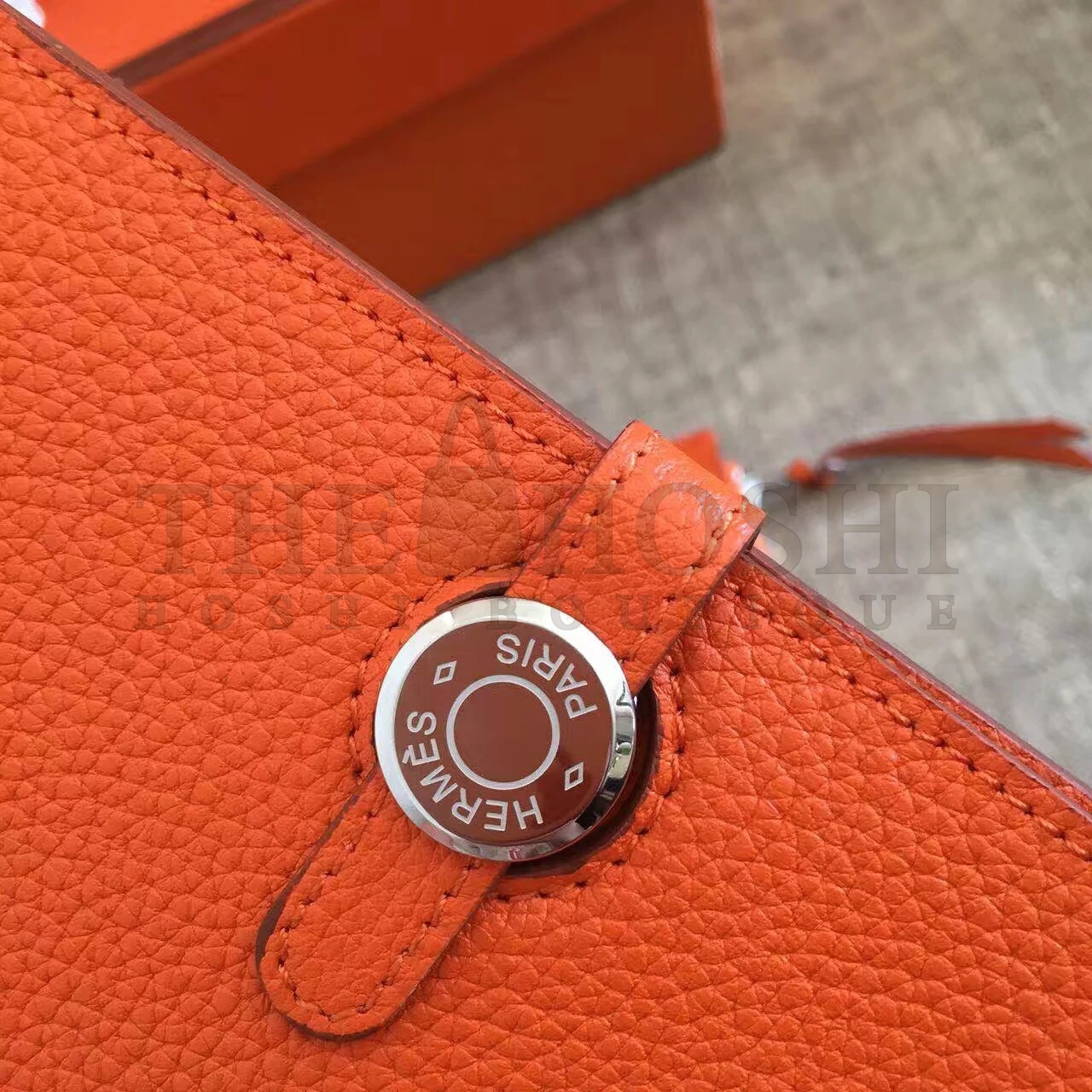 H**me5 Dogon Duo Wallet in Orange Clemence Leather Master Quality