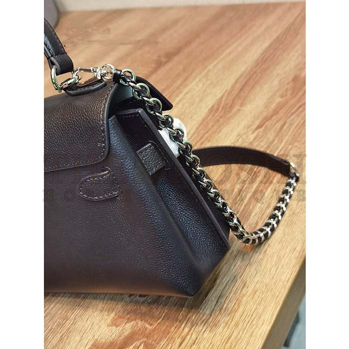 L0vis Vvtt0n LV Women Lockme Ever Mini Handbag Black Grained Calf Leather Master Quality