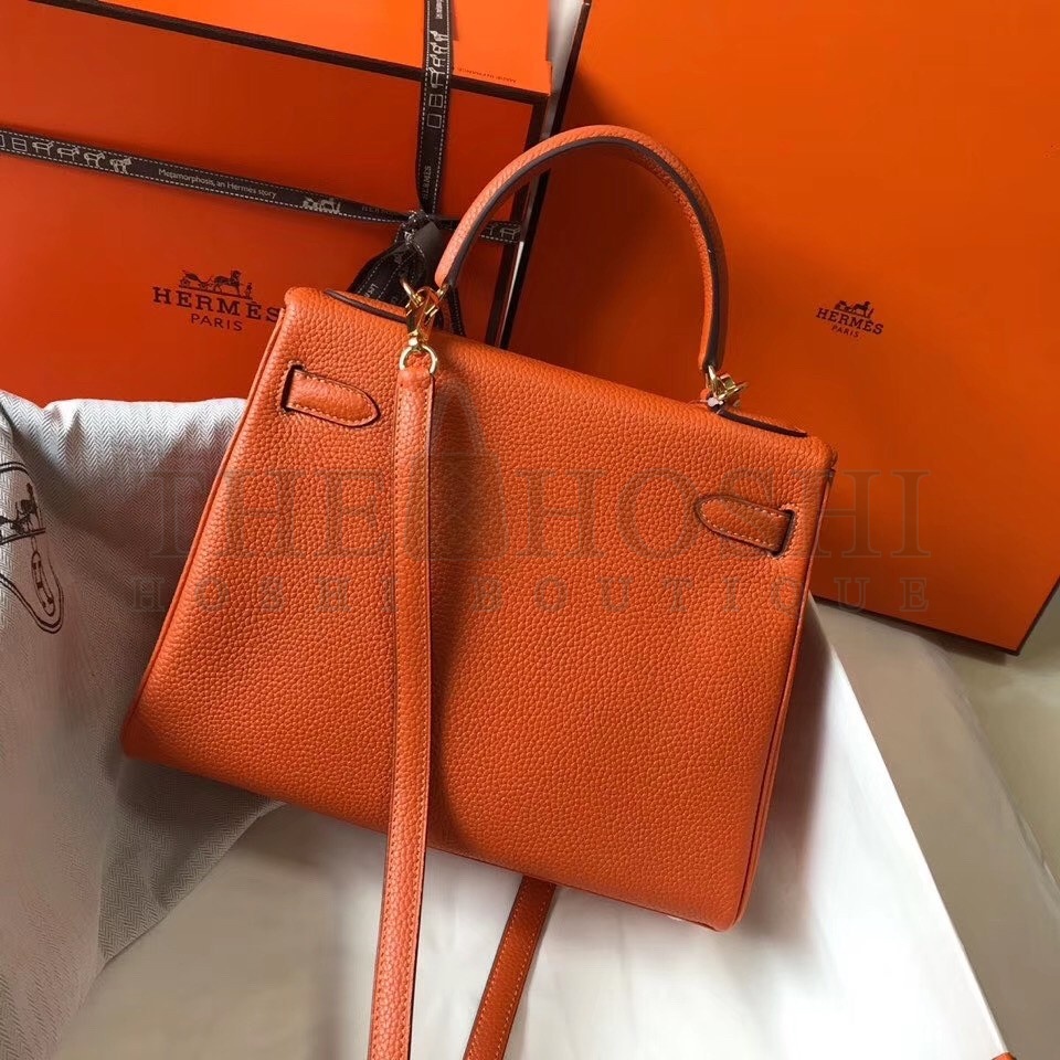 H**me5 Orange Clemence Kelly 25cm GHW Bag Master Quality
