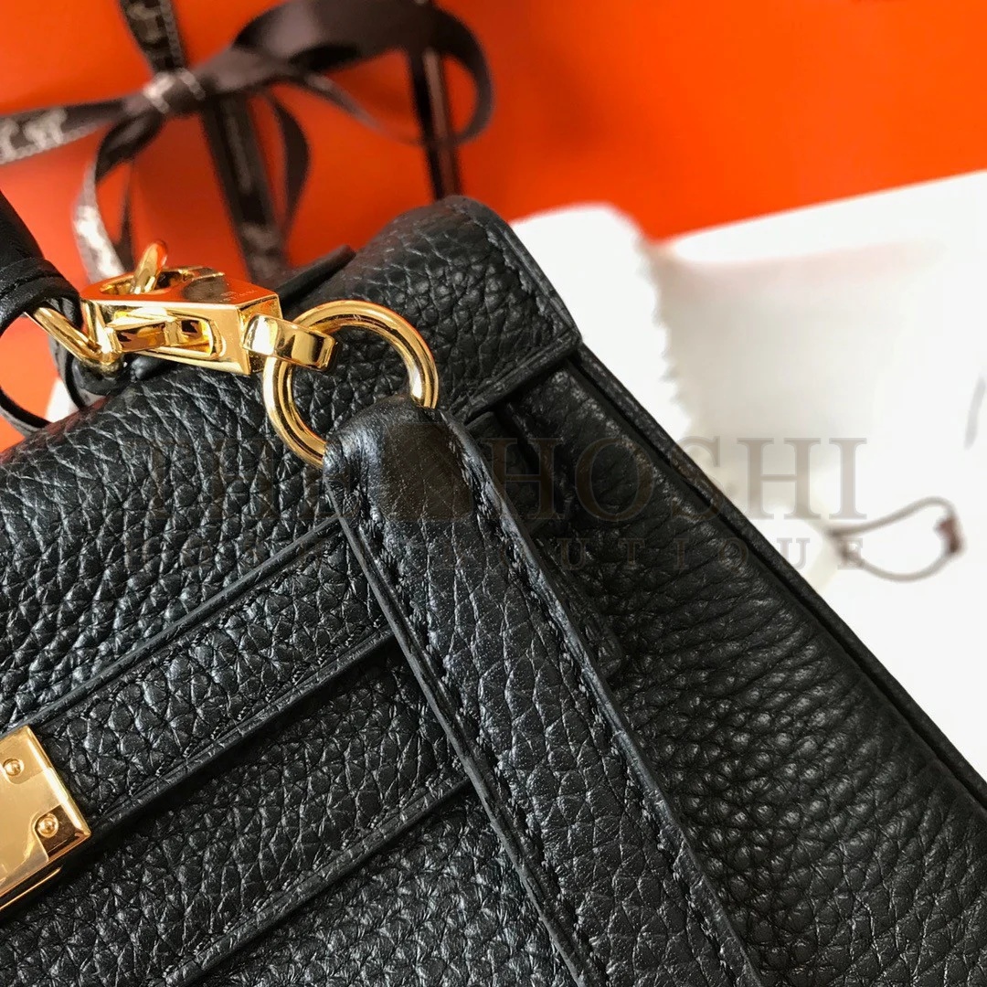 H**me5 Kelly 20cm Bag In Black Clemence Leather GHW Master Quality