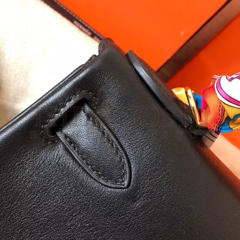H**me5 Black Swift Kelly 28cm Handmade Bag Master Quality