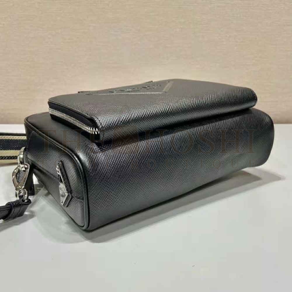 Pra*a Women Saffiano Leather Shoulder Bag With Iconic Pra*a Material-Black Master Quality