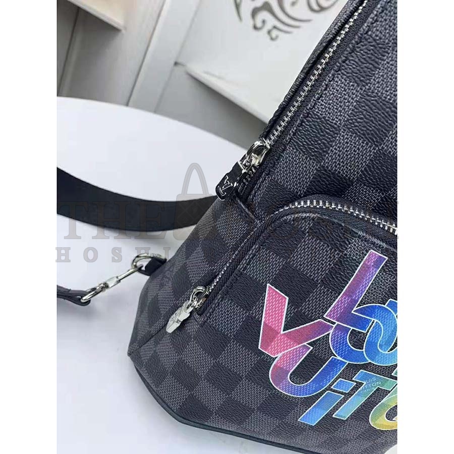 L0vis Vvtt0n LV Men Avenue Sling Bag in Damier Graphite Canvas-Grey Master Quality