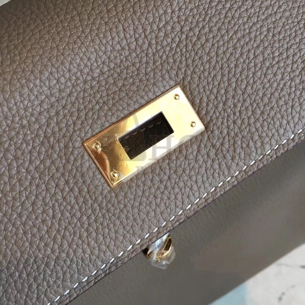 H**me5 Taupe Clemence Kelly 35cm Handmade Bag Master Quality