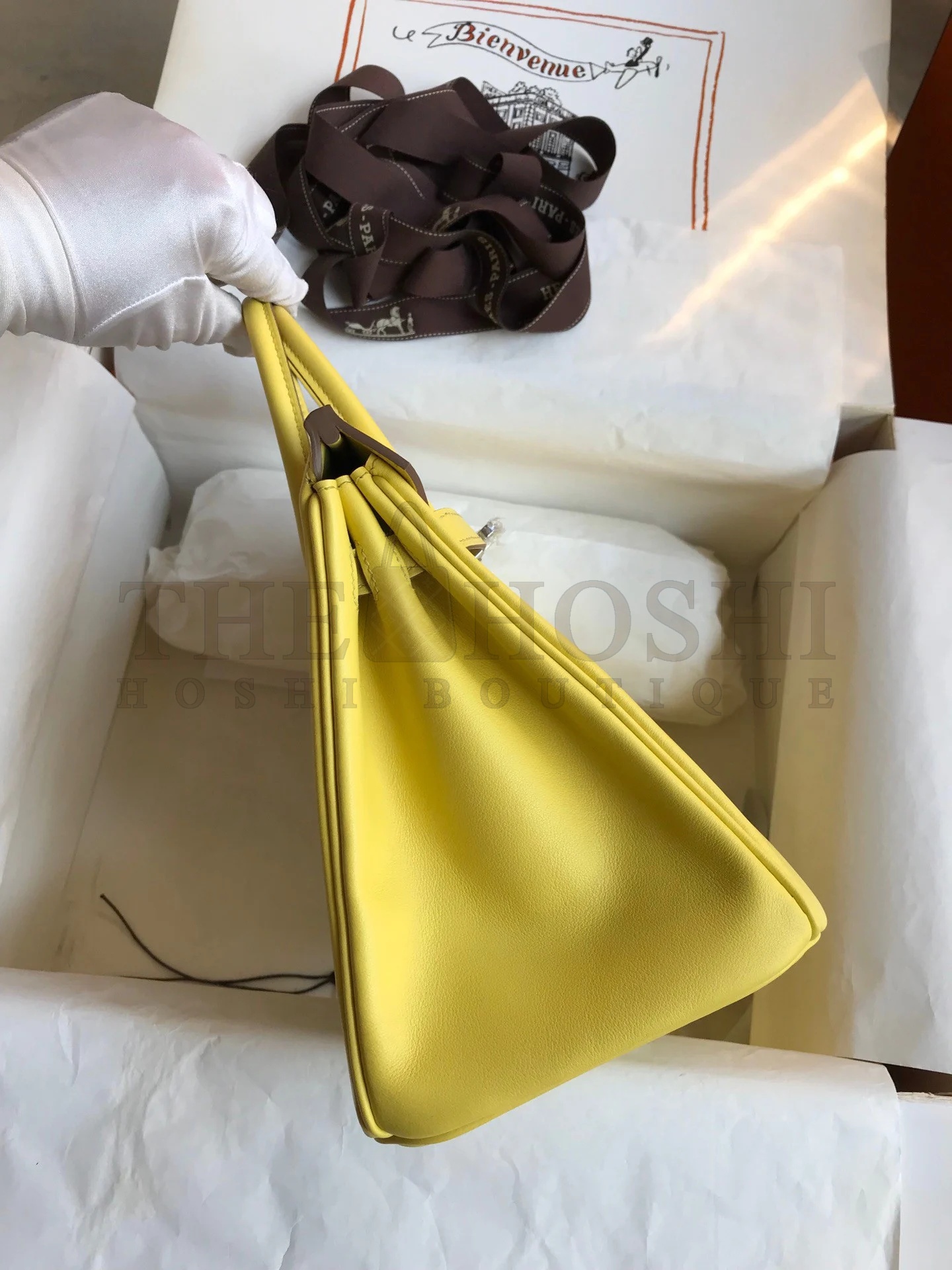 H**me5 Birkin 25 Retourne Handmade Bag In Lime Swift Calfskin Master Quality