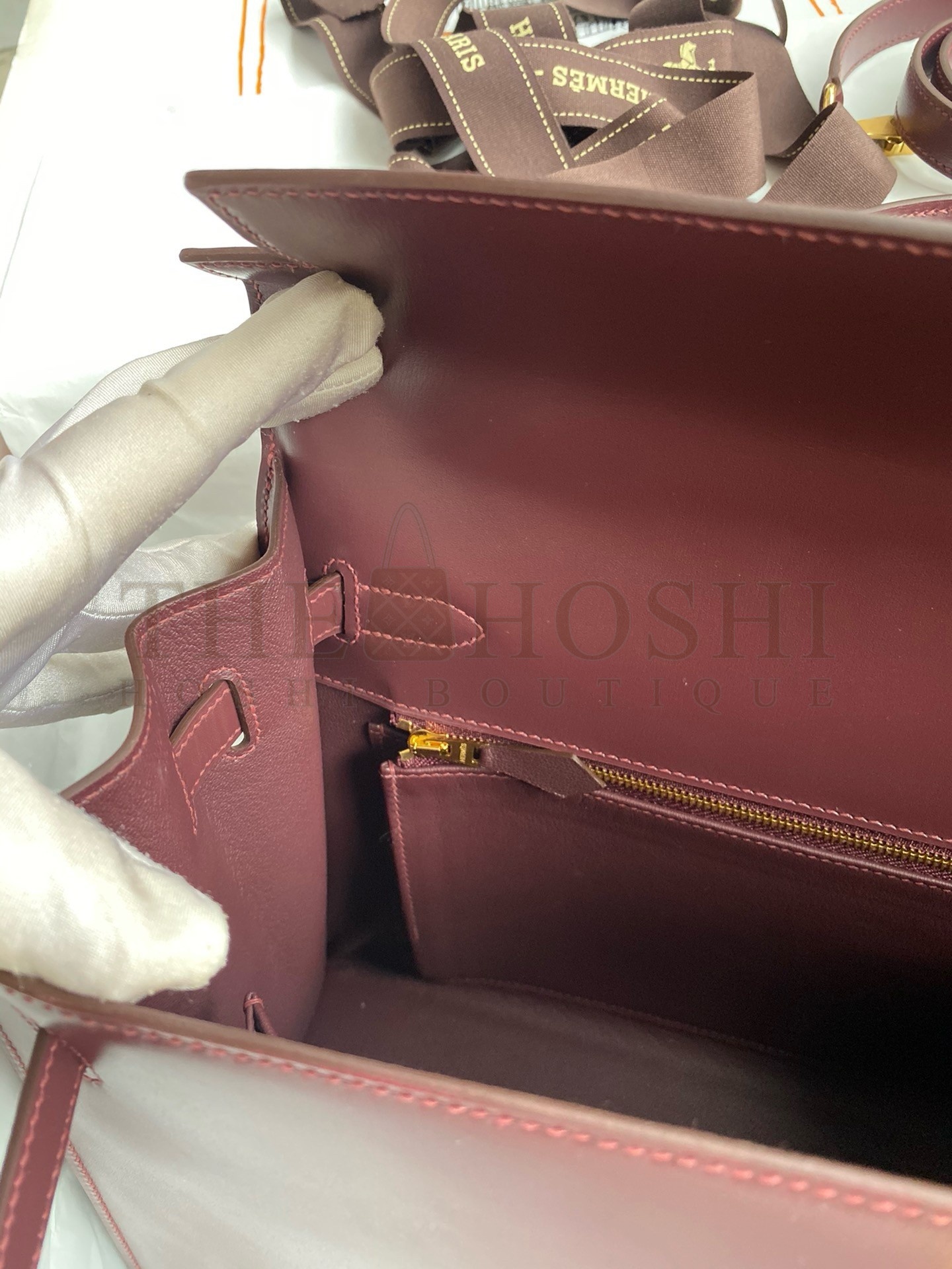 H**me5 Kelly Sellier 35 Handmade Bag In Bordeaux Box Calfskin Master Quality