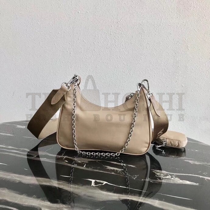 Pra*a Re-Edition 2005 Shoulder Bag In Beige Nylon Master Quality