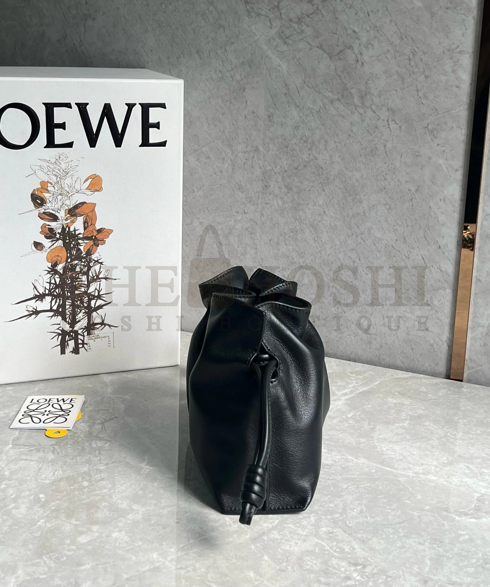 L0ew* Mini Flamenco Clutch Bag in Black Nappa Calfskin Master Quality