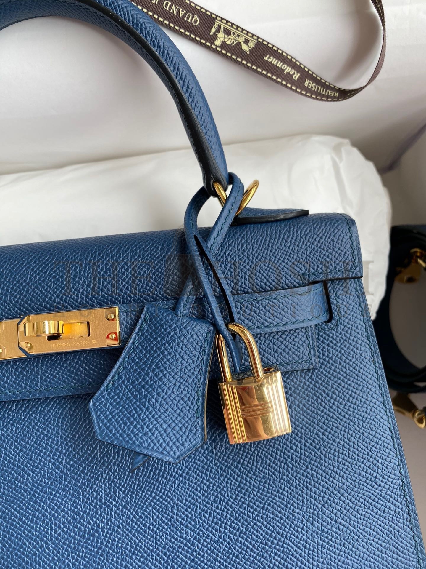 H**me5 Epsom Kelly 25cm Sellier Handmade Deep Blue Bag Master Quality