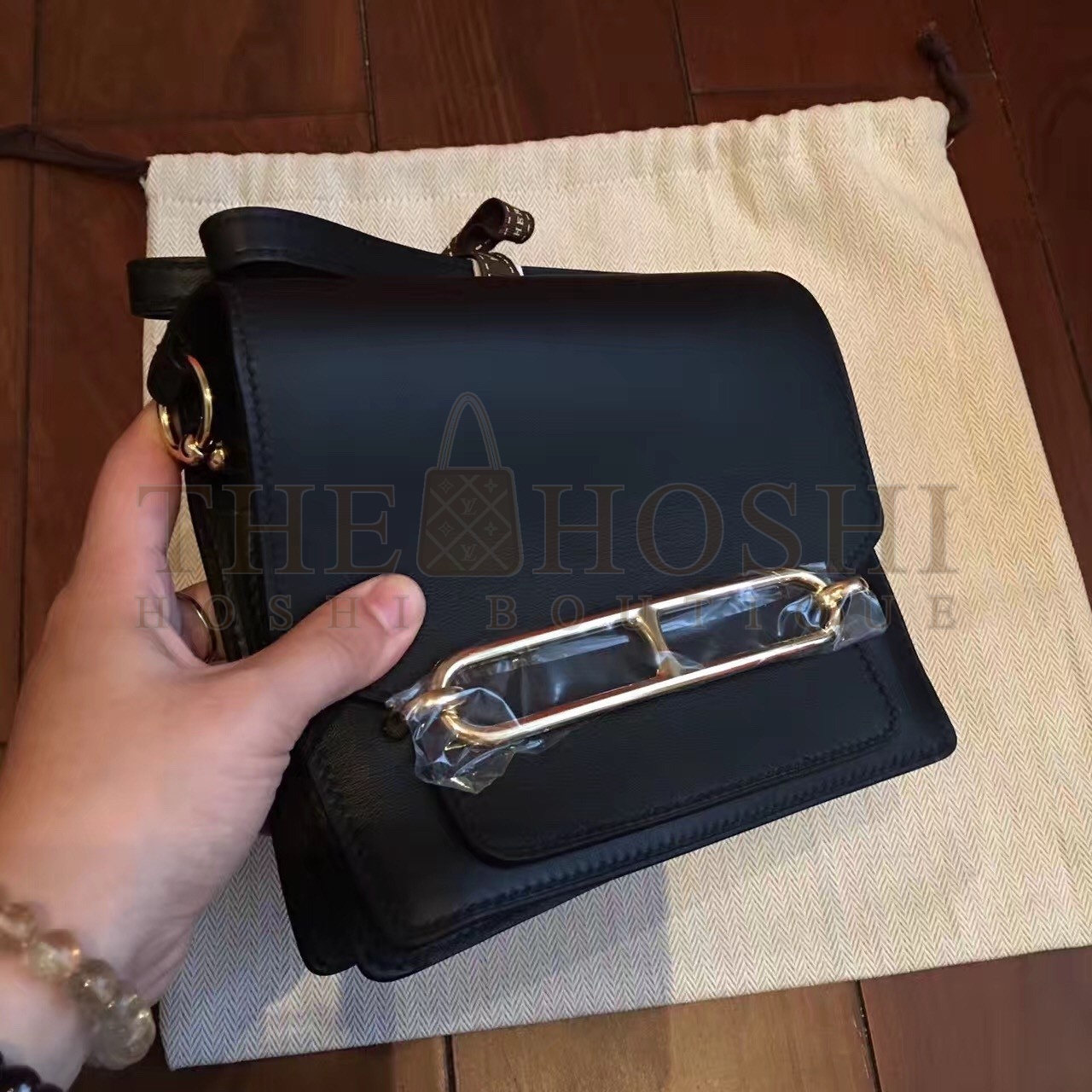 H**me5 Mini Sac Roulis Bag In Black Swift Leather Master Quality