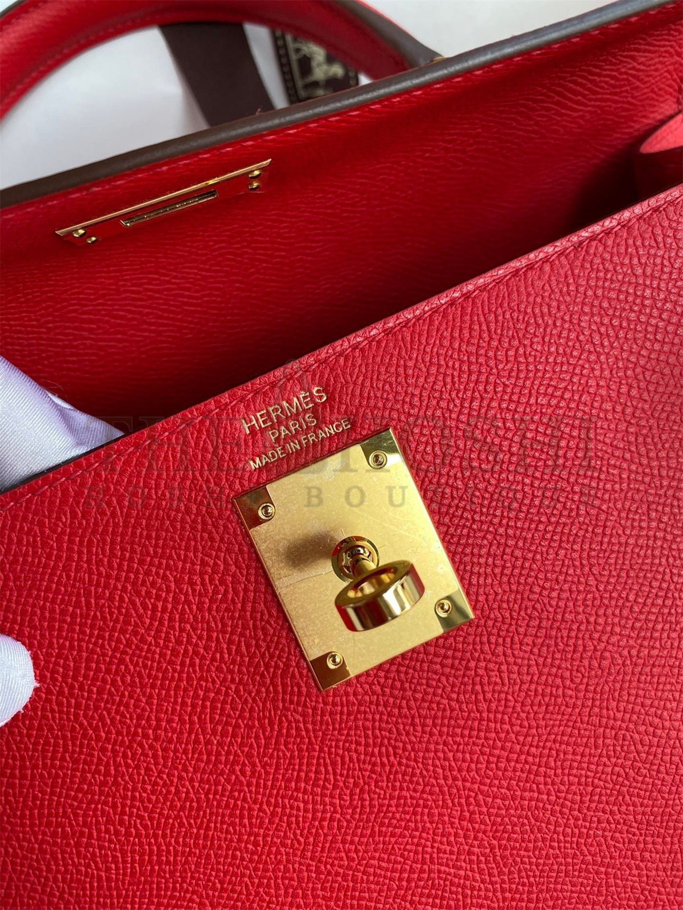 H**me5 Kelly Sellier 28 Handmade Bag In Red Epsom Calfskin Master Quality