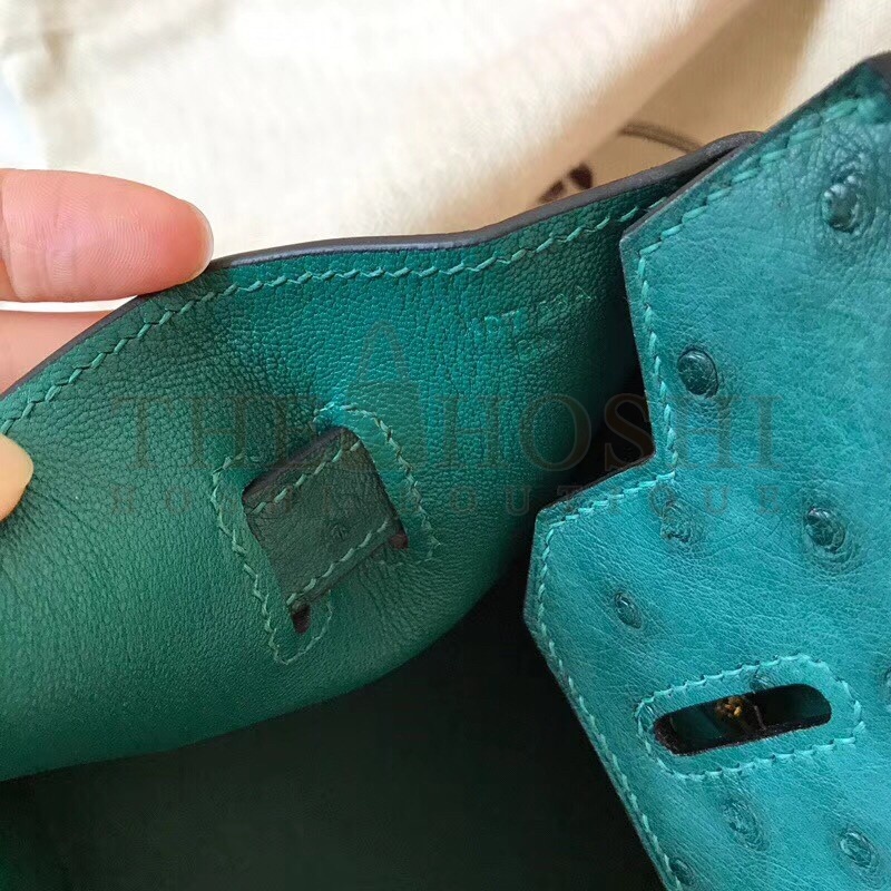 H**me5 Green Birkin 30cm Ostrich Handmade Bag Master Quality