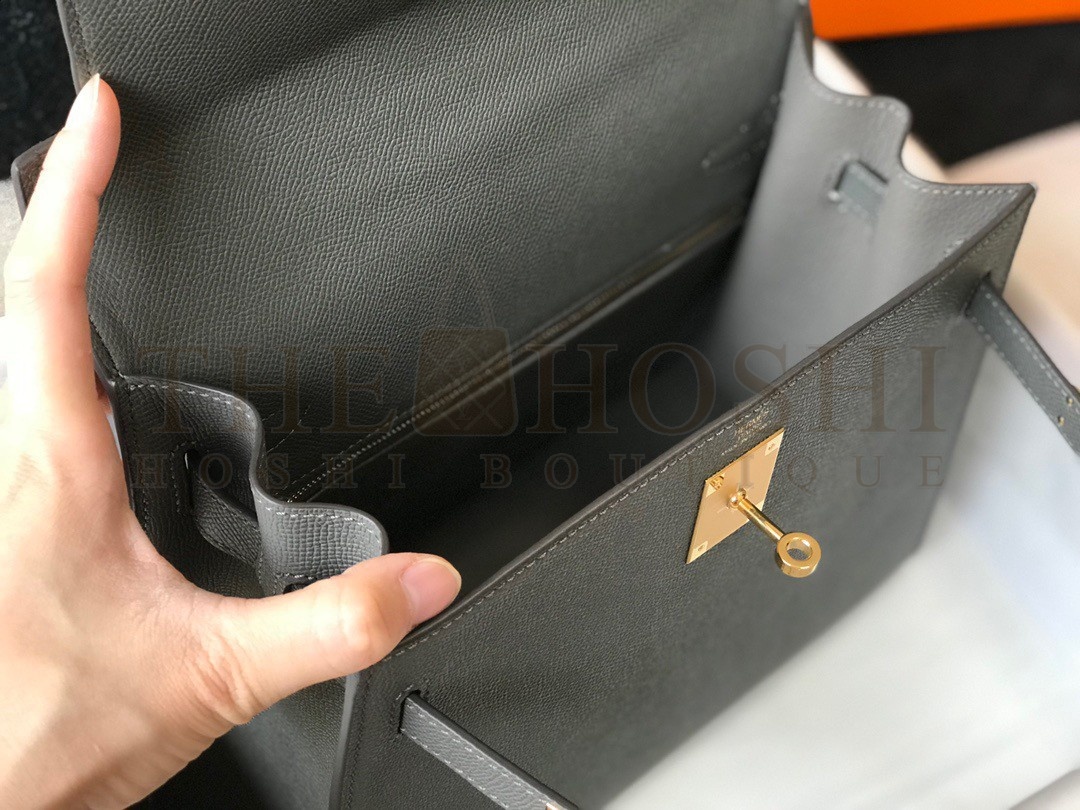 H**me5 Kelly 25cm Sellier Bag in Ardoise Epsom Calfskin GHW Master Quality