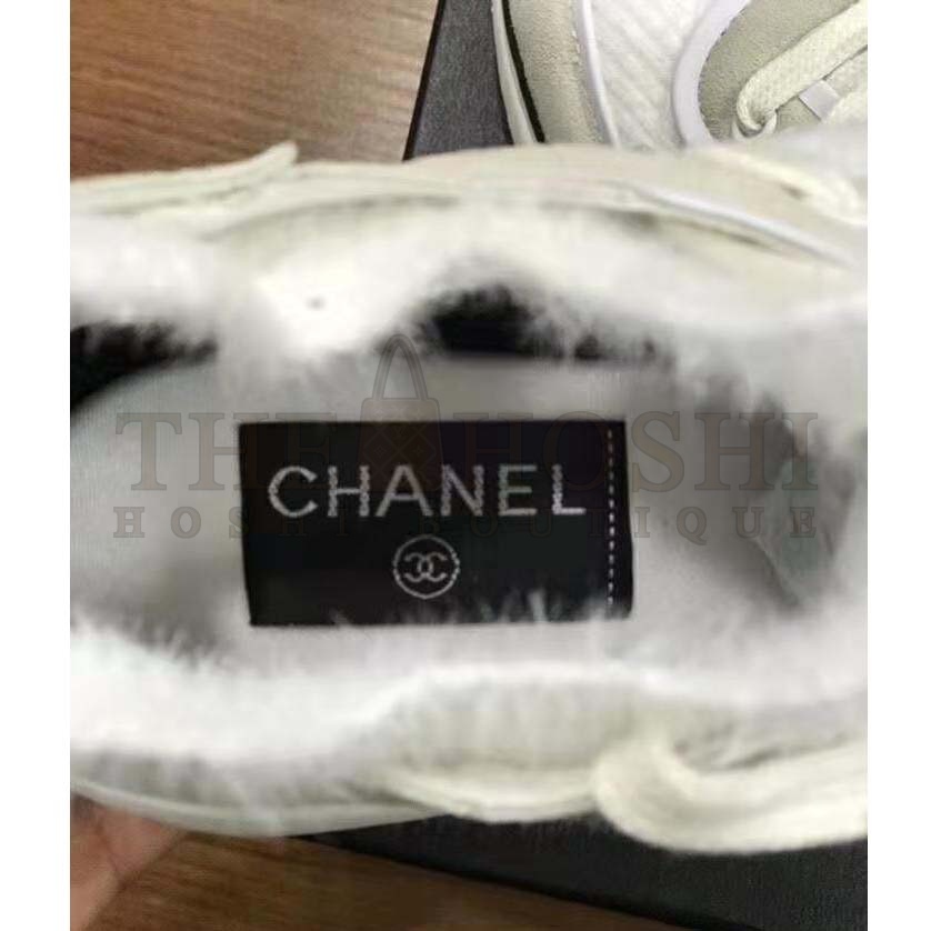 Ch**el Women Velvet Calfskin &amp; Mixed Fibers Sneakers-Grey Master Quality