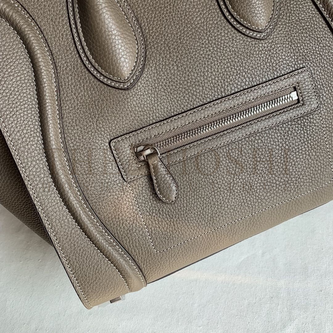 Ce1i*e Mini Luggage Tote Bag In Souris Drummed Calfskin Master Quality