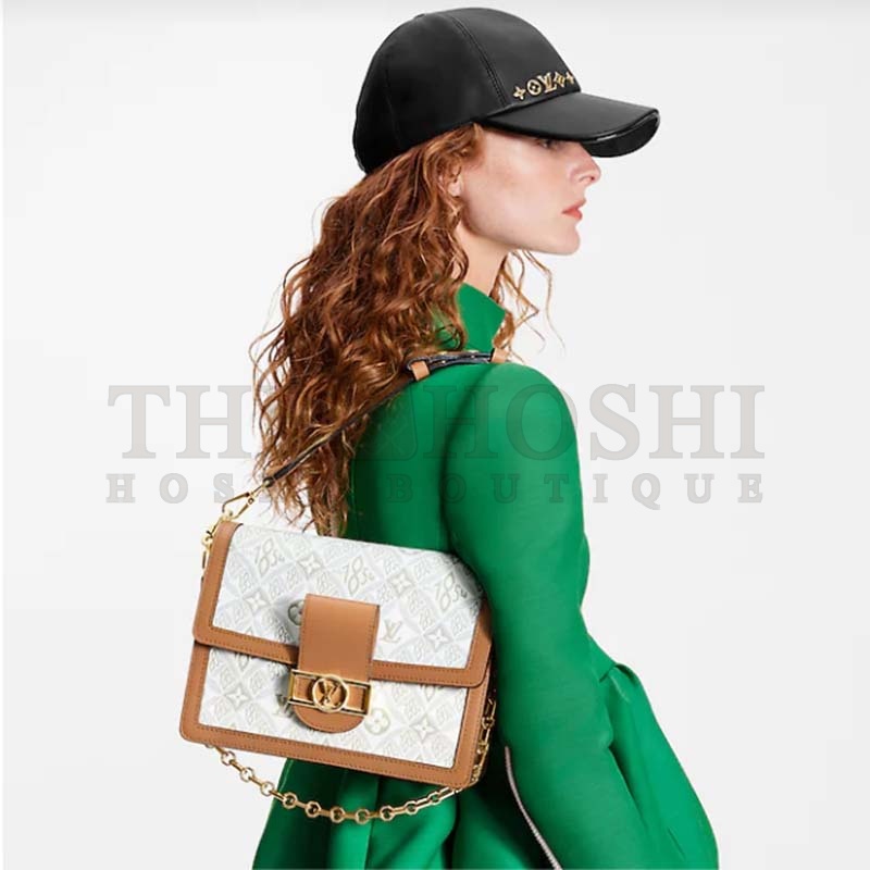 L0vis Vvtt0n LV Women Dauphine MM Handbag Ecru Caramel Since 1854 Jacquard Master Quality