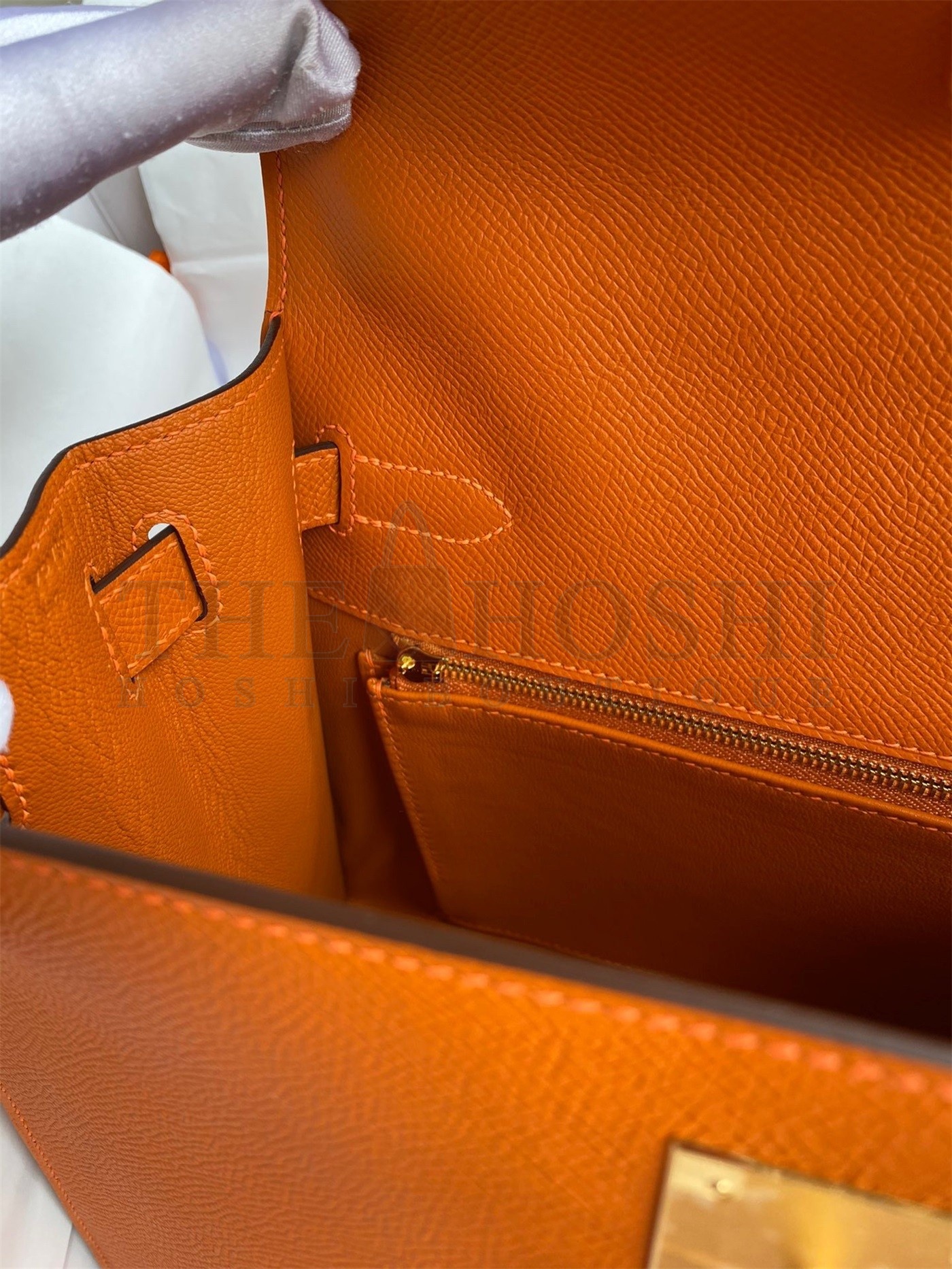 H**me5 Kelly Sellier 28 Handmade Bag In Orange Epsom Calfskin Master Quality
