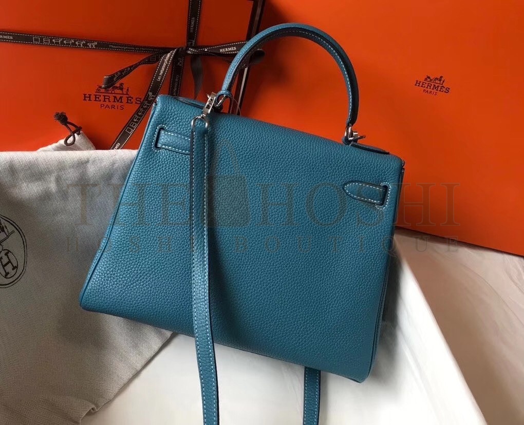 H**me5 Blue Jean Clemence Kelly 25cm PHW Bag Master Quality