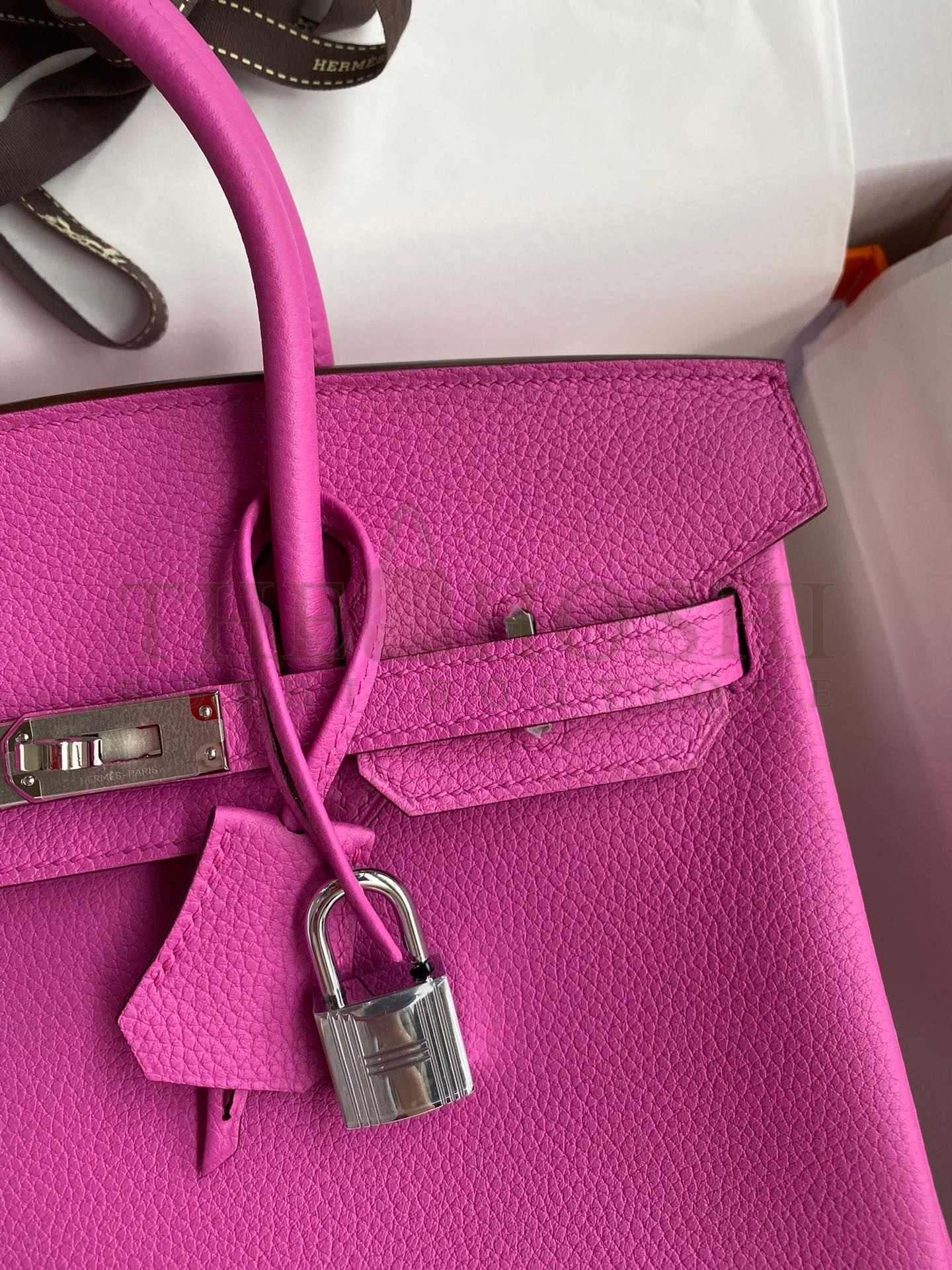 H**me5 Birkin 25 Retourne Handmade Bag In Magnolia Clemence Leather Master Quality