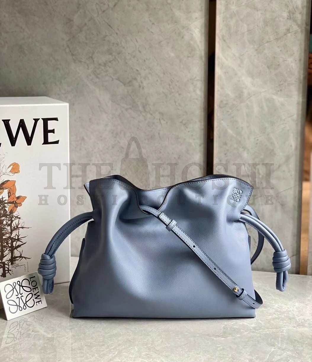 L0ew* Flamenco Clutch Bag In Atlantic Blue Calfskin Master Quality