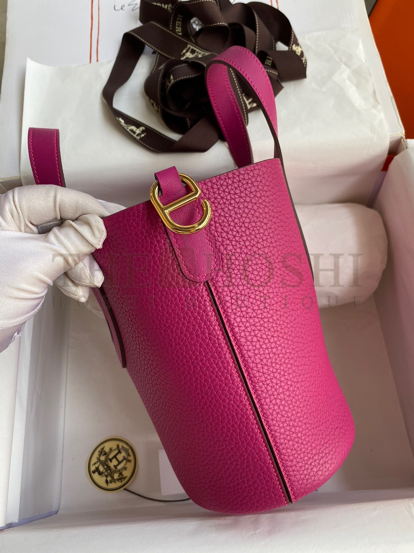 H**me5 In The Loop 18 Handmade Bag in Rose Purple Clemence Leatherther Master Quality