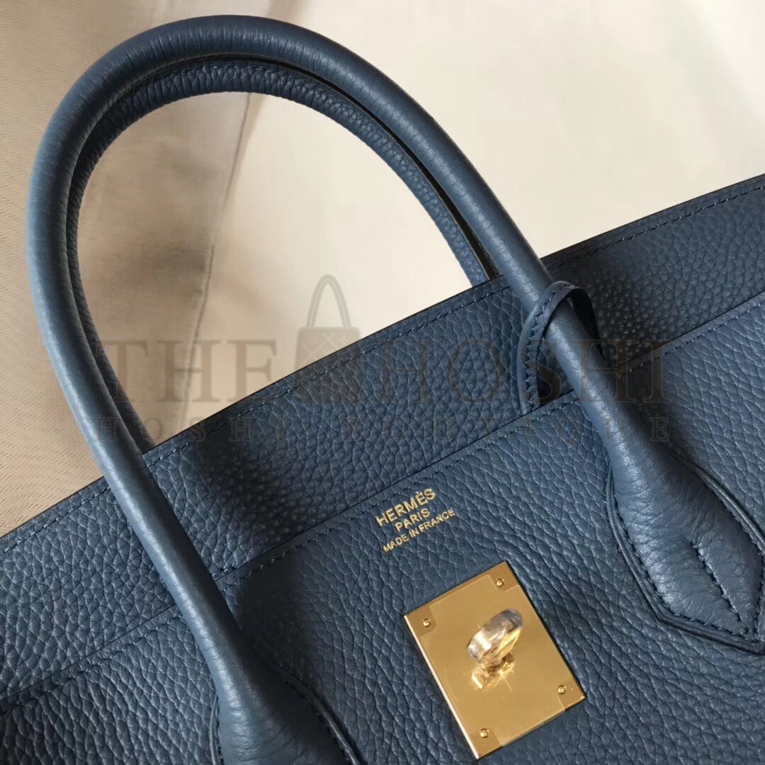 H**me5 Birkin 35 Bag in Blue Agate Clemence Leather with GHW Master Quality