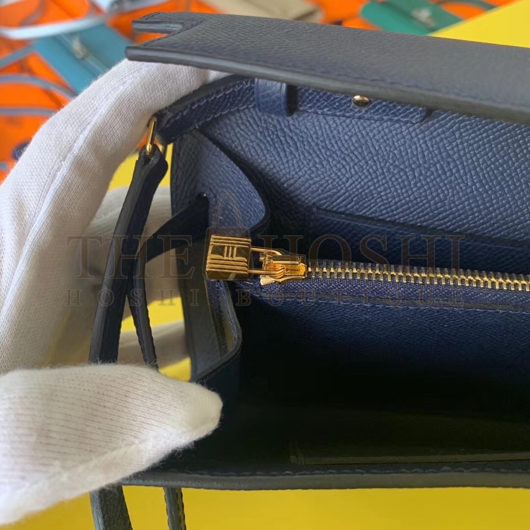 H**me5 Kelly Classique To Go Wallet In Dark Blue Epsom Calfskin Master Quality