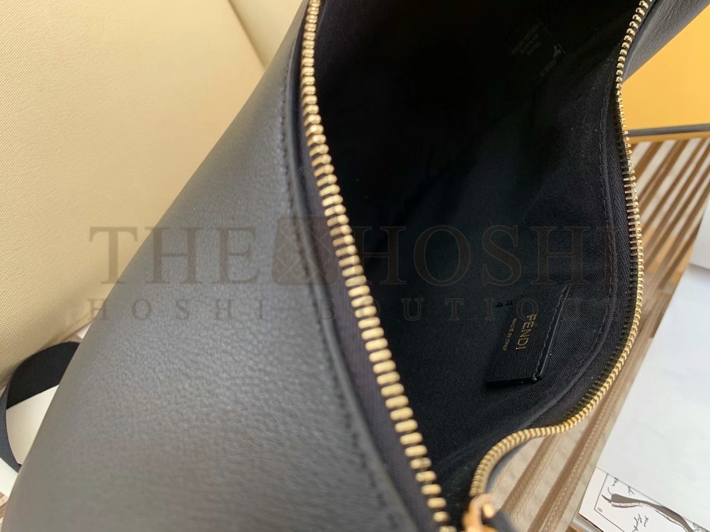 F**di F**digraphy Small Hobo Bag In Black Leather Master Quality