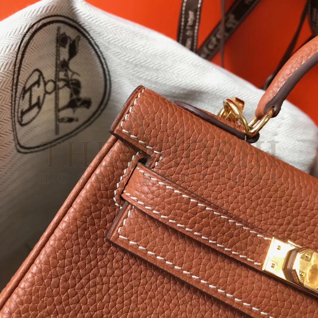 H**me5 Mini Kelly 20cm Bag In Brown Clemence Leather Master Quality