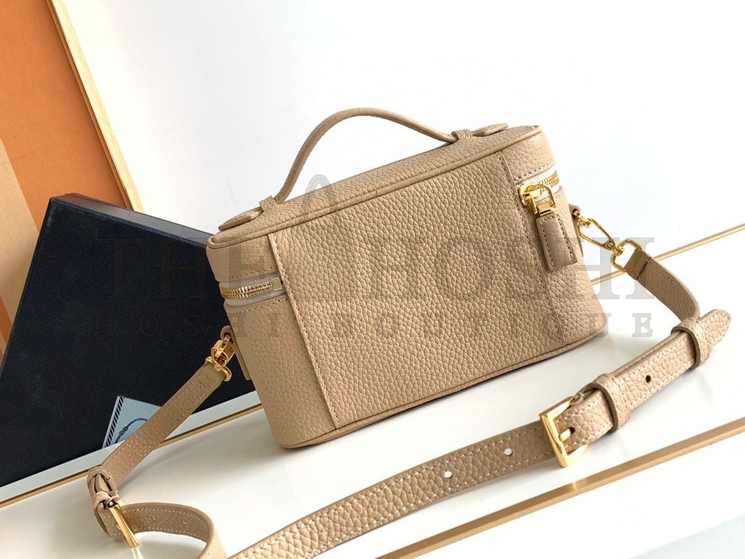 Pra*a Mini Vanity Bag in Sand Beige Grained Leather Master Quality
