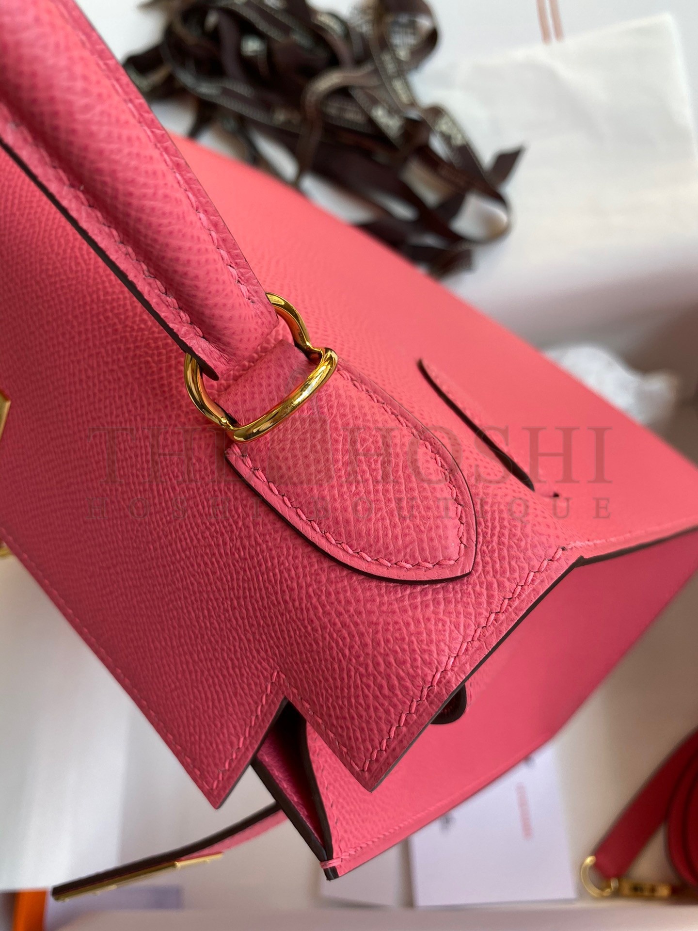 H**me5 Kelly Sellier 28 Handmade Bag In Rose Lipstick Epsom Calfskin Master Quality