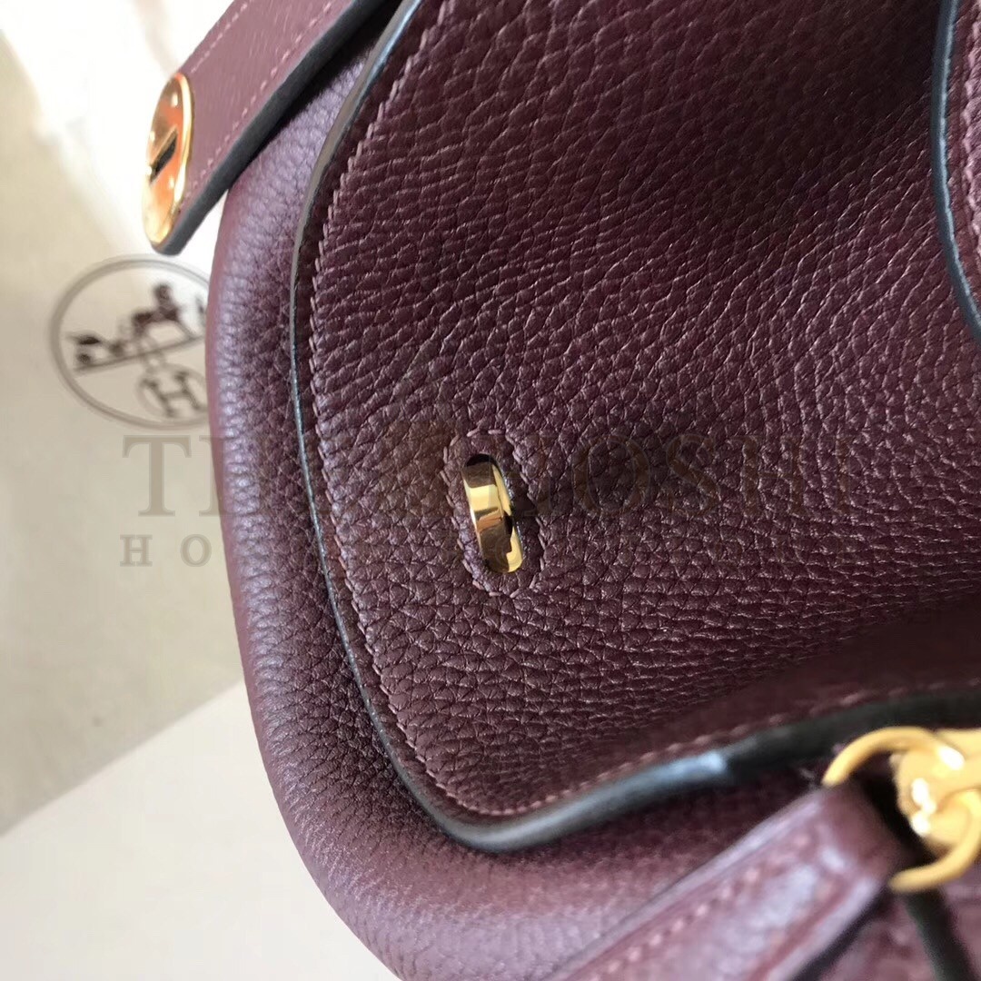 H**me5 Bordeaux Lindy 26cm Clemence Handmade Bag Master Quality