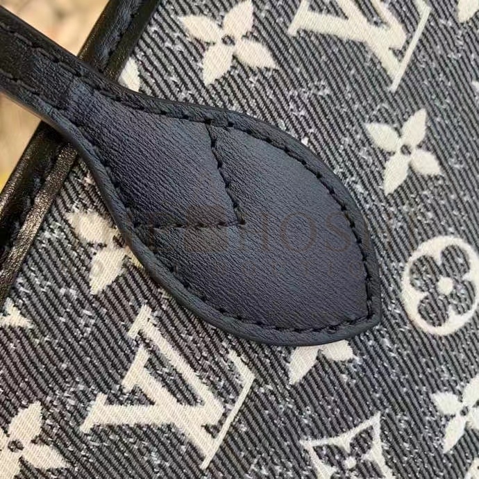 L0vis Vvtt0n LV Women Neverfull MM Tote Gray Denim Textile Jacquard Master Quality