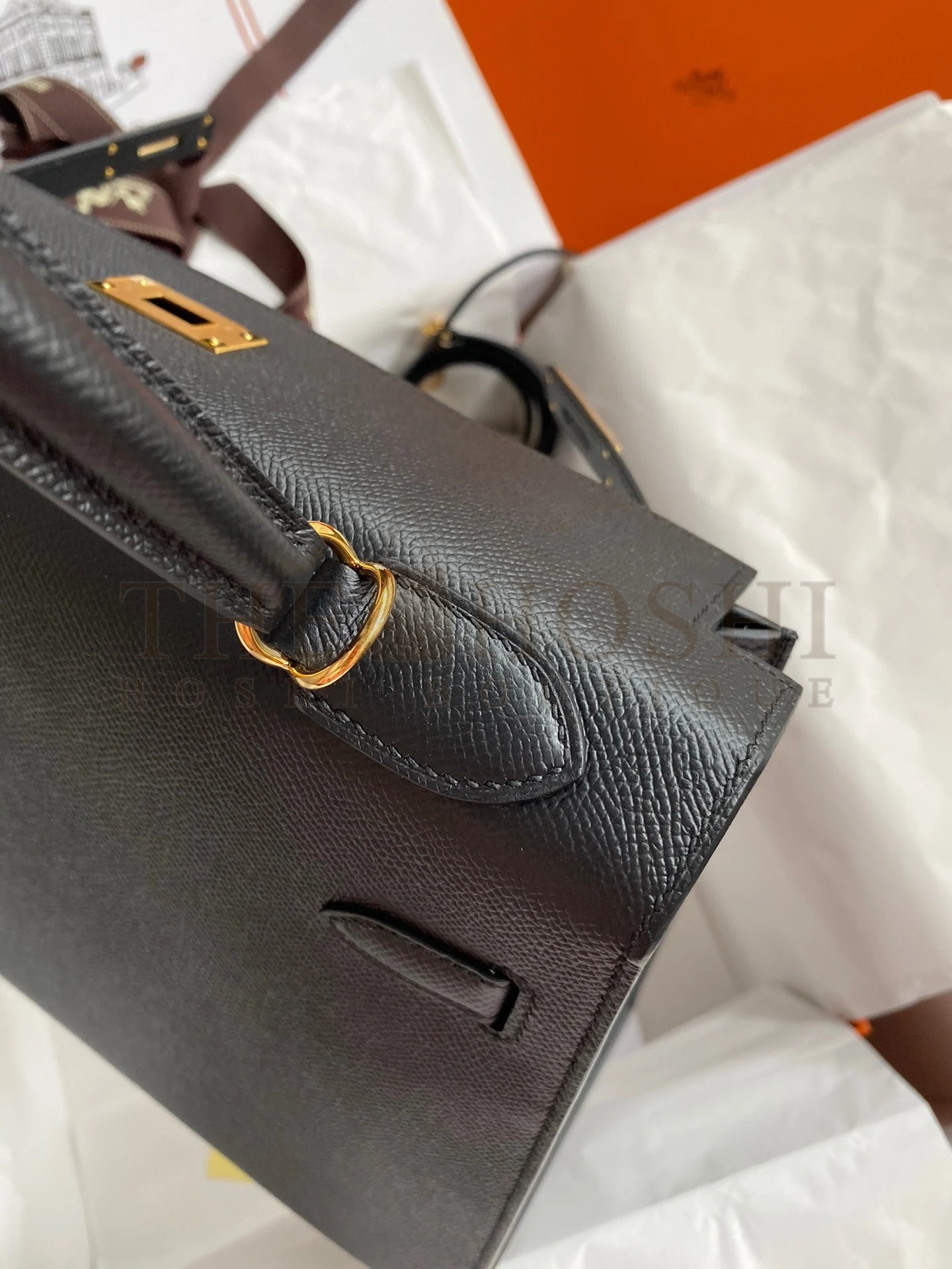 H**me5 Kelly Sellier 32 Handmade Bag In Black Epsom Calfskin Master Quality