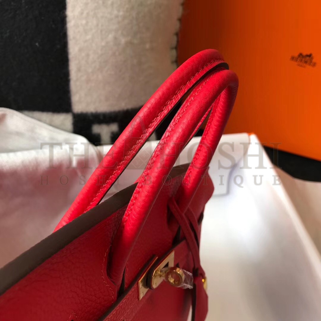 H**me5 Birkin 25 Bag In Red Clemence Leather with GHW Master Quality