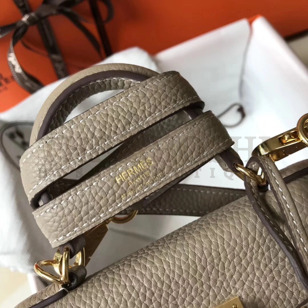 H**me5 Kelly 20cm Bag In Grey Clemence Leather GHW Master Quality