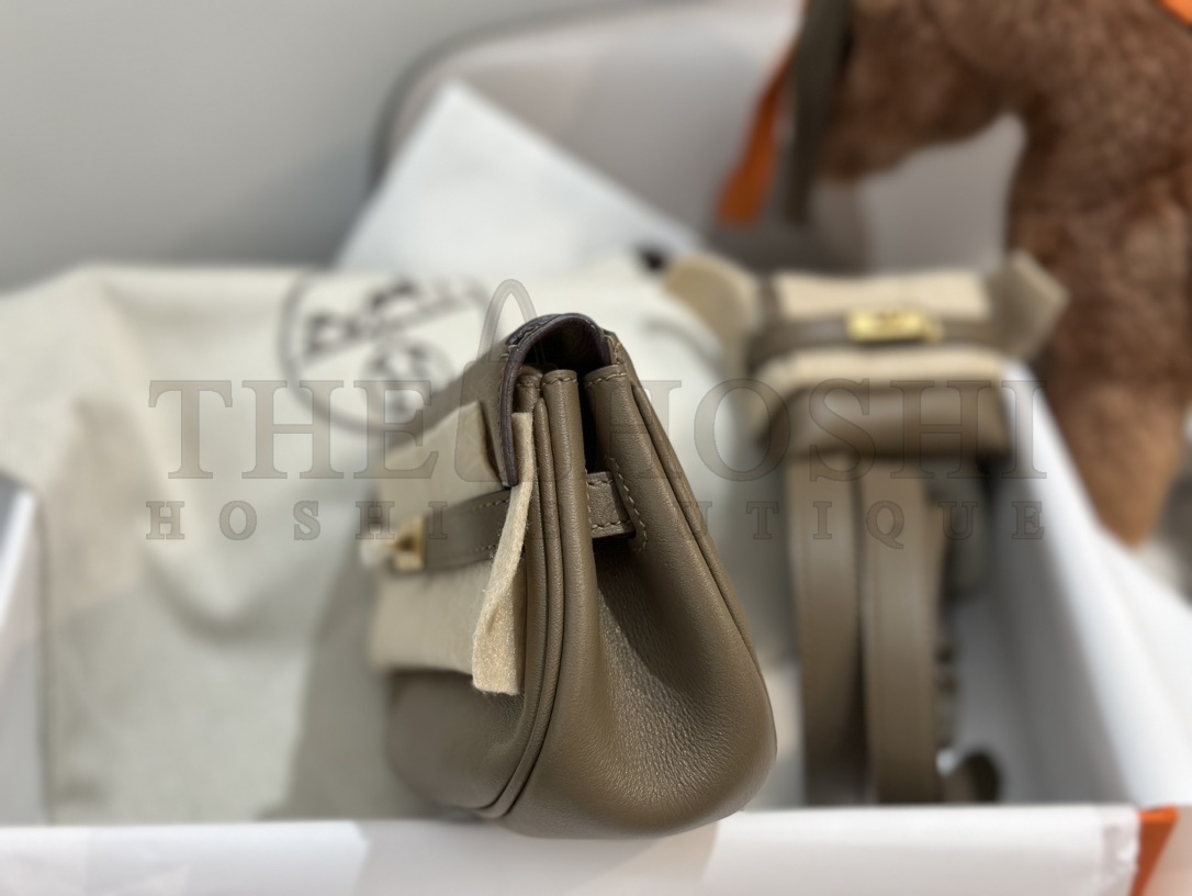 H**me5 Kelly Moove 18 Bag Gold Buckle Taupe Leather Detachable Strap Master Quality