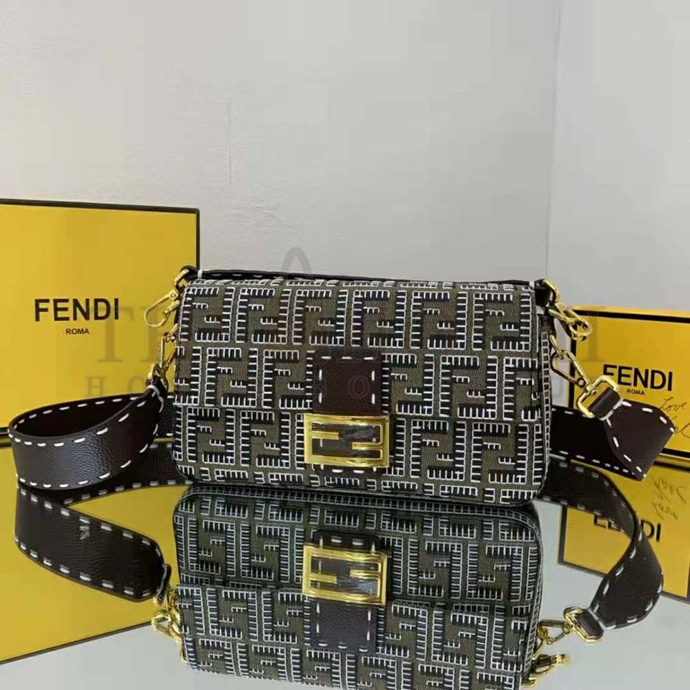 F**di Women Baguette Embroidered FF Fabric Bag Master Quality