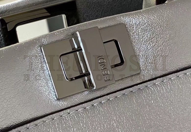 F**di Peekaboo Mini Bag In Silver Metallic Lambskin Master Quality