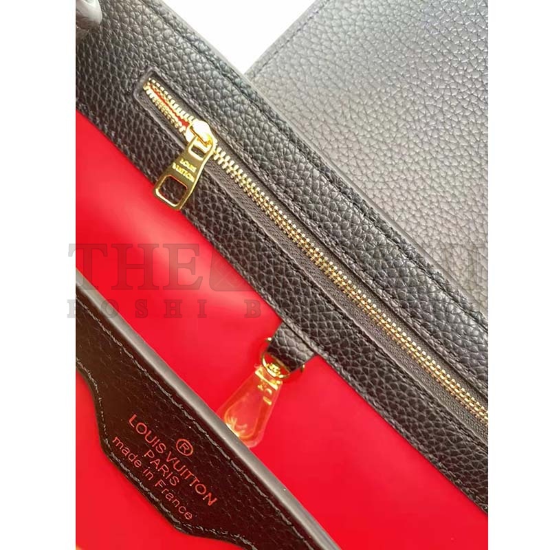 L0vis Vvtt0n LV Women Capucines MM Handbag Noir Black Rouge Taurillon Leather Master Quality