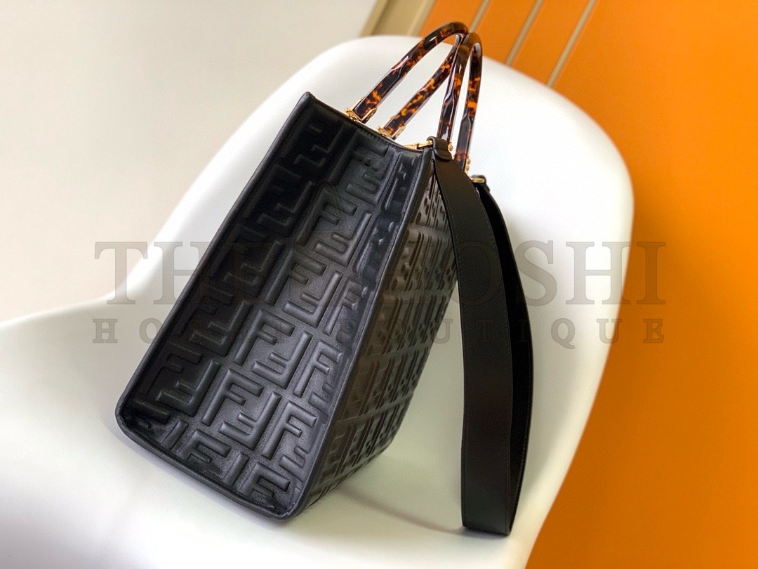 F**di Sunshine Medium Tote Bag In Black FF Calfskin Master Quality