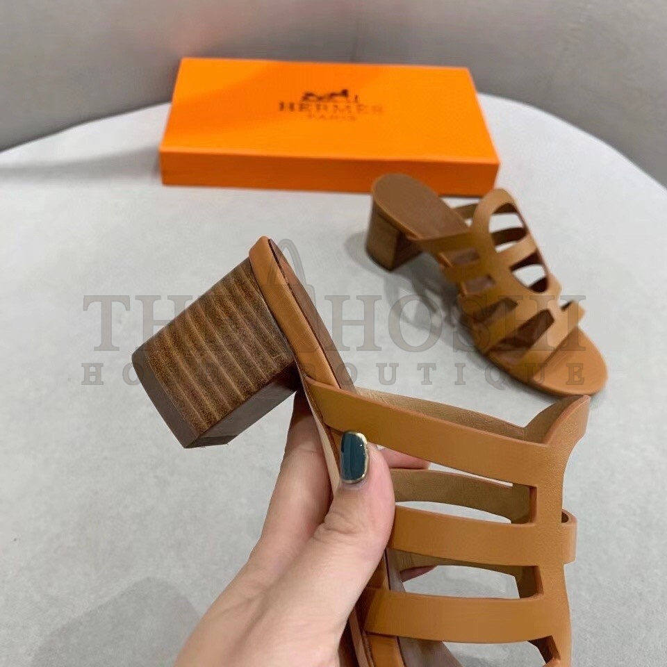 H**me5 Celena Sandals 5MM In Brown Calfskin Master Quality