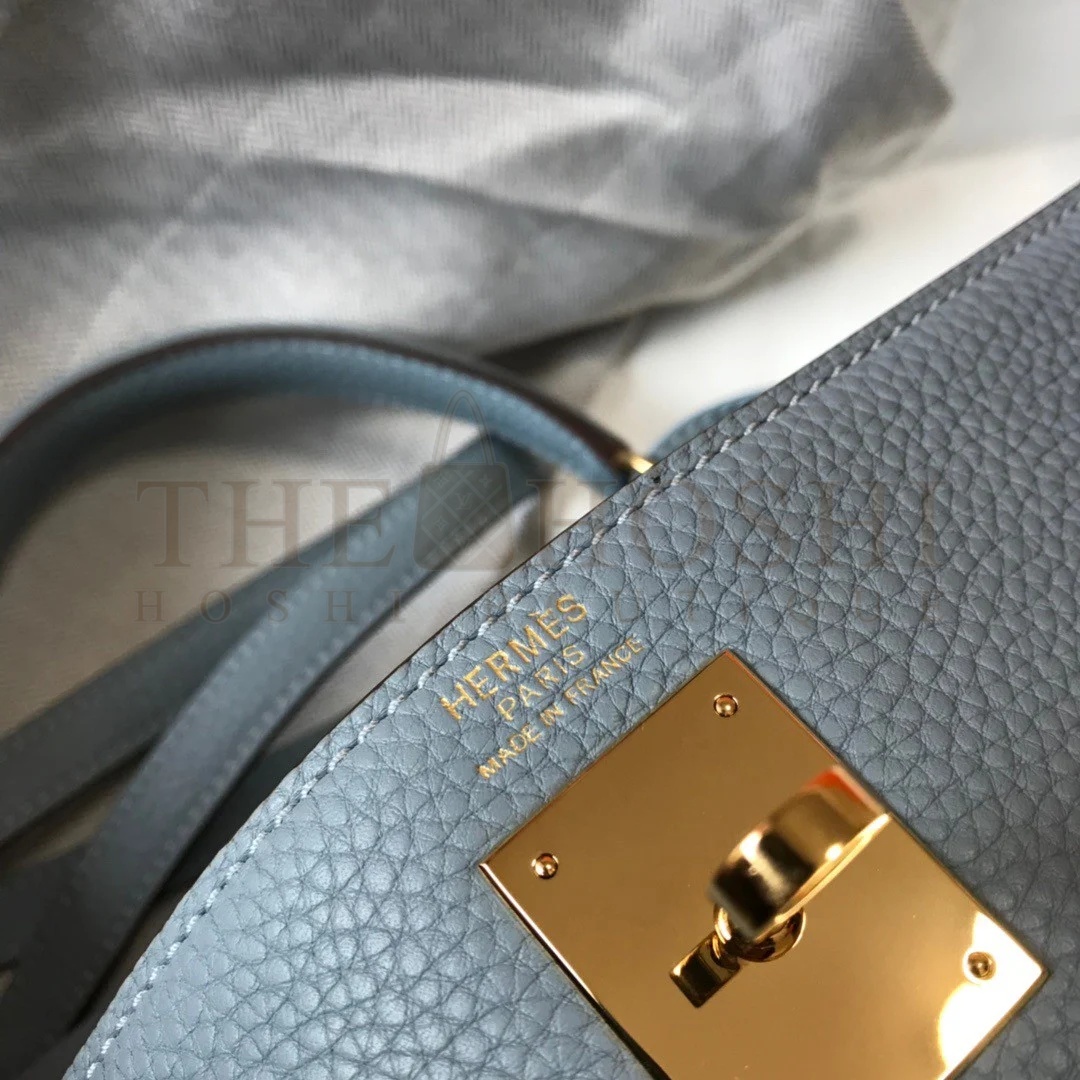 H**me5 Kelly 28cm Retourne Bag in Blue Lin Clemence Leather GHW Master Quality
