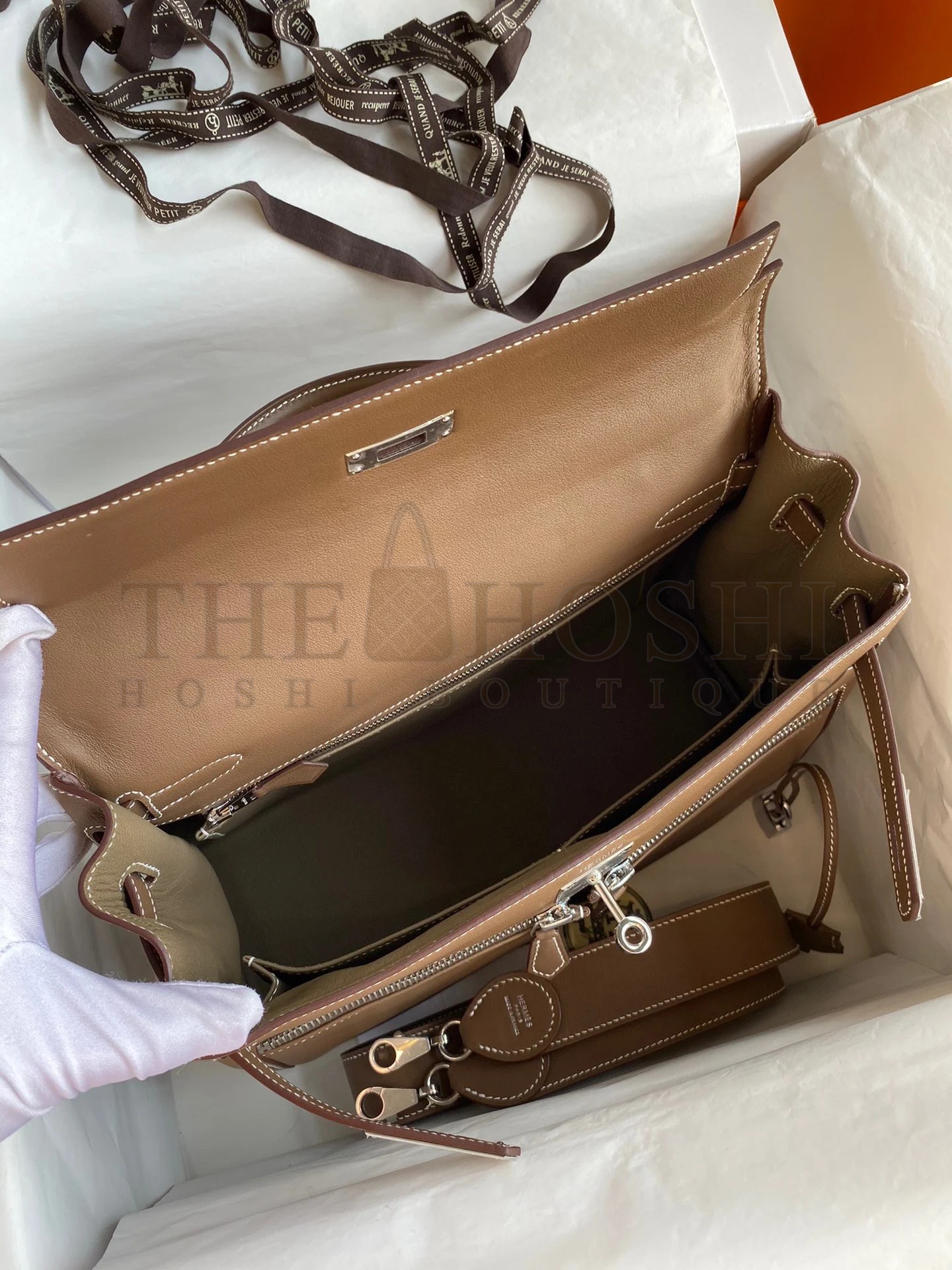 H**me5 Kelly Lakis 32 Handmade Bag In Taupe Swift Calfskin Master Quality