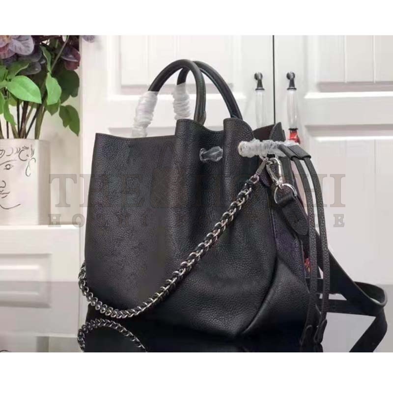 L0vis Vvtt0n LV Women Bella Tote Black Mahina Perforated Calfskin Calf Master Quality