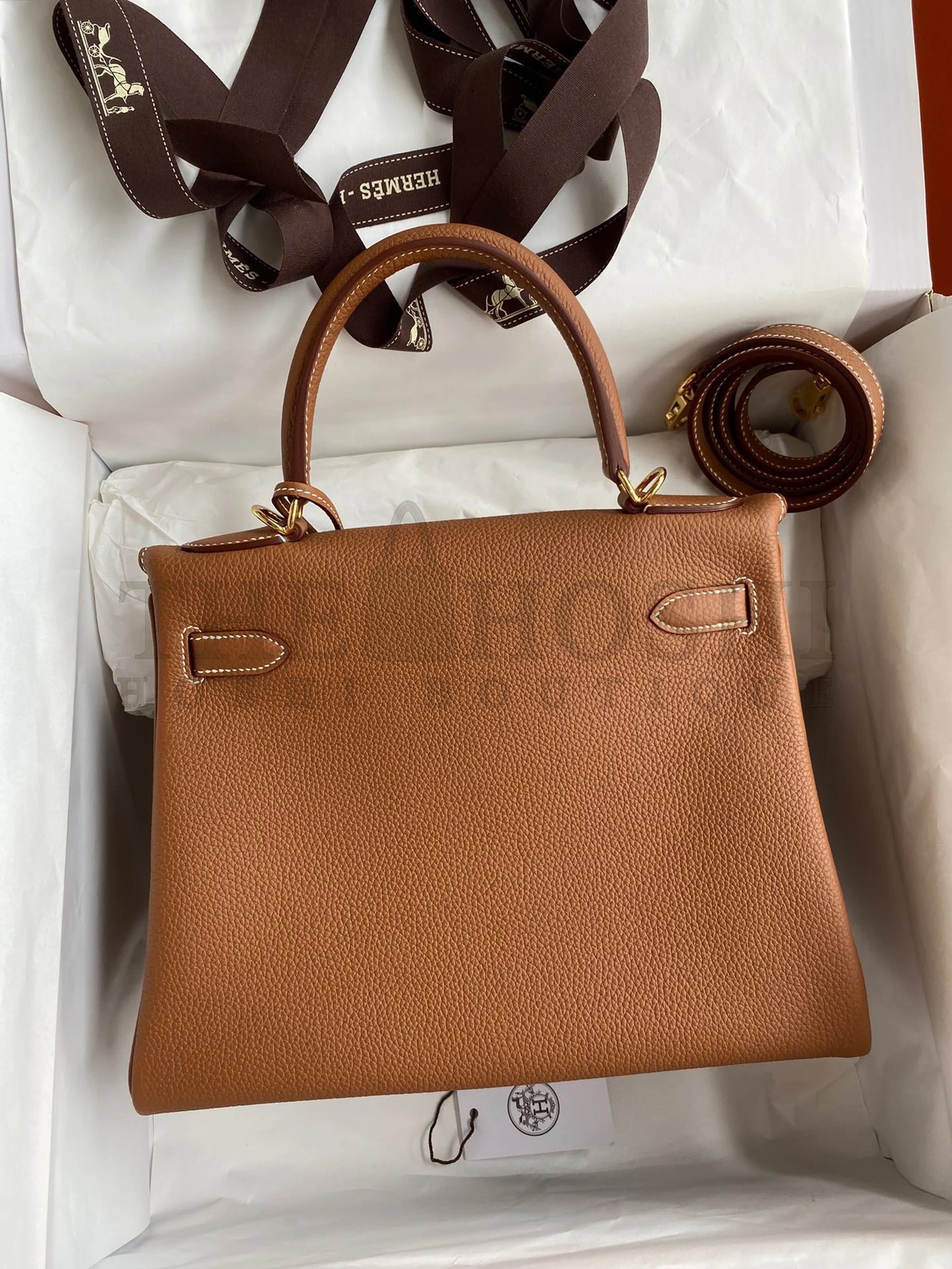 H**me5 Kelly Retourne 28 Handmade Bag In Gold Clemence Leather Master Quality