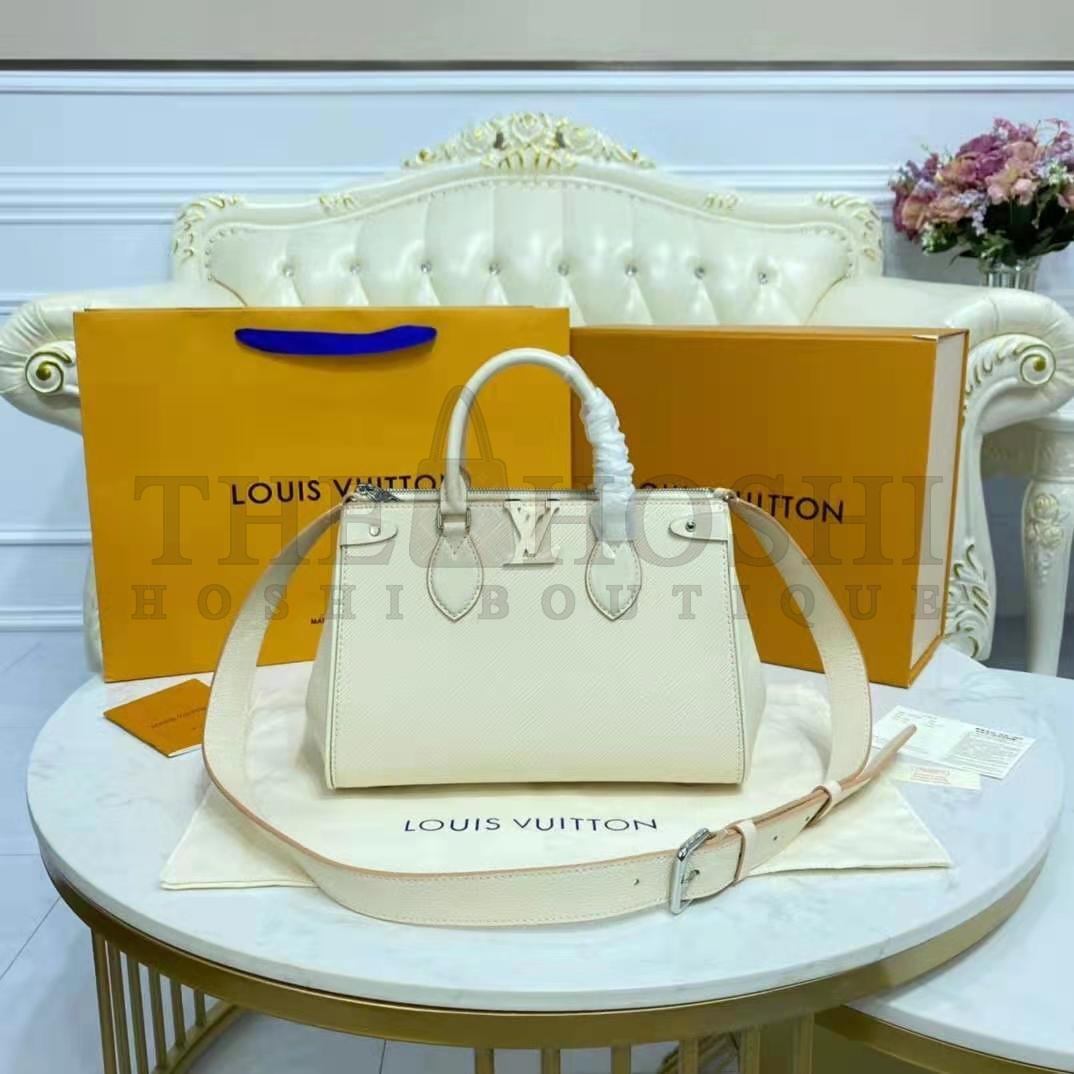 L0vis Vvtt0n LV Women Grenelle Tote MM Bag Galet Gray Epi Grained Cowhide Leather Master Quality