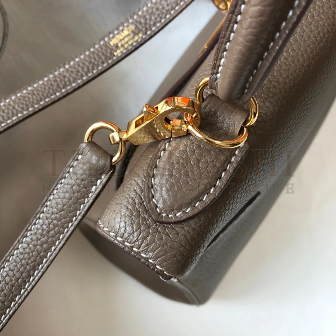 H**me5 Kelly 25cm Retourne Bag in Taupe Clemence Leather GHW Master Quality